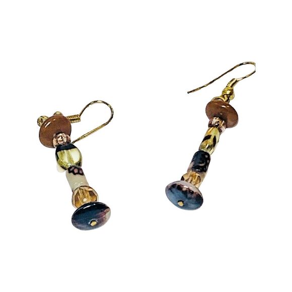 Handcrafted Beaded Drop Earrings with Mixed Glass Beads, Boho Style, 2" Dangle - Picture 3 of 12